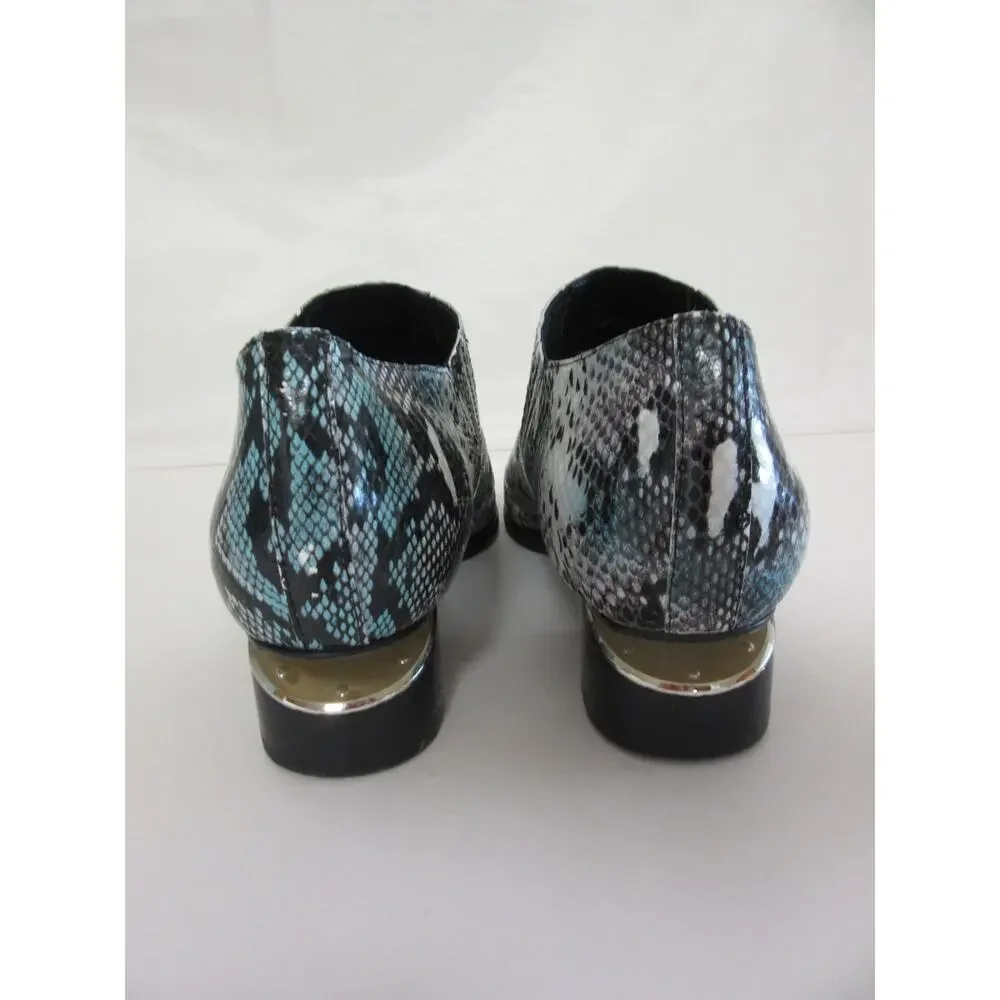 SILENT D Women's Python Snake Pattern Pointed Toe 39 Split Heel Bootie